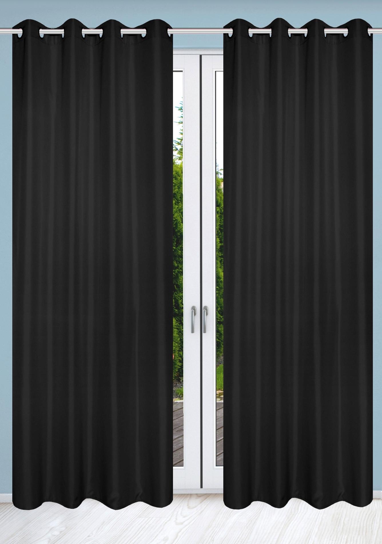 Ösenvorhang Atlantika Schwarz B: 140 cm - Schwarz, Basics, Textil (140/235cm)