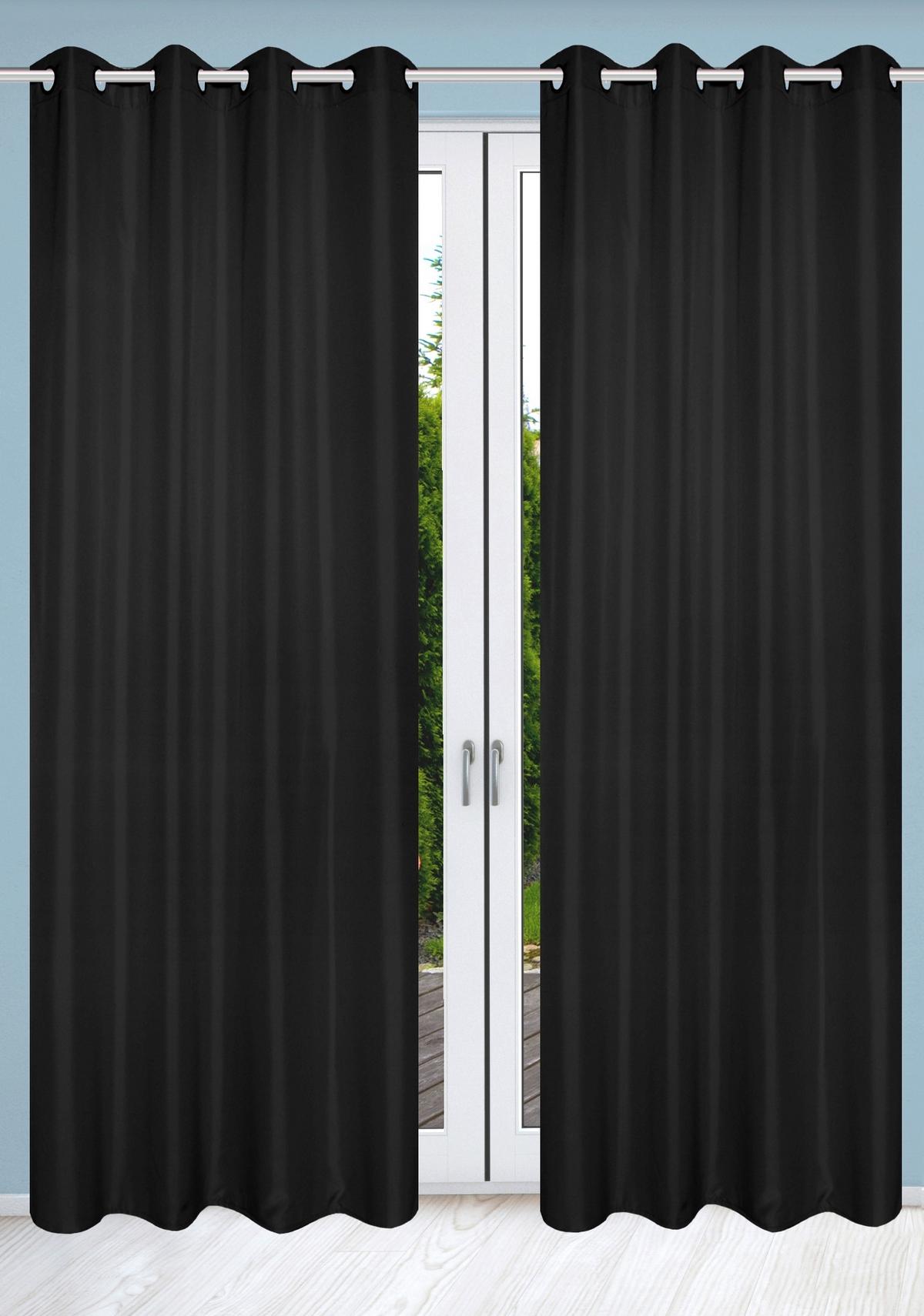 Ösenvorhang Atlantika Schwarz B: 140 cm - Schwarz, Basics, Textil (140/235cm)