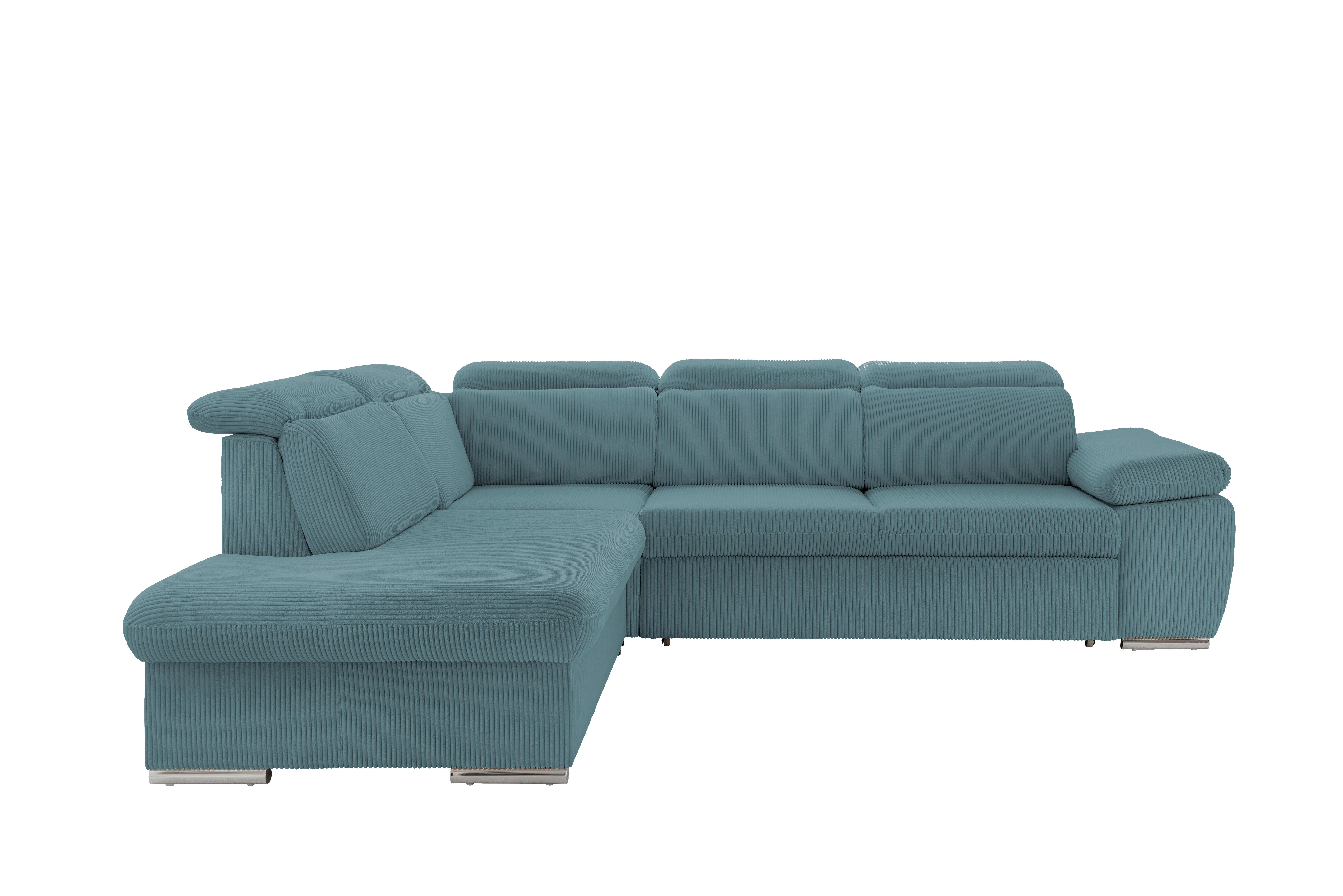 Ecksofa Vasto Petrol S: 228x283 cm - Chromfarben/Petrol, Design, Textil (228/283cm) - Livetastic