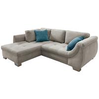 Ecksofa mit Schlaffunktion Flora Silberfarben Cord - Silberfarben/Petrol, Design, Textil (190/250cm) - MID.YOU