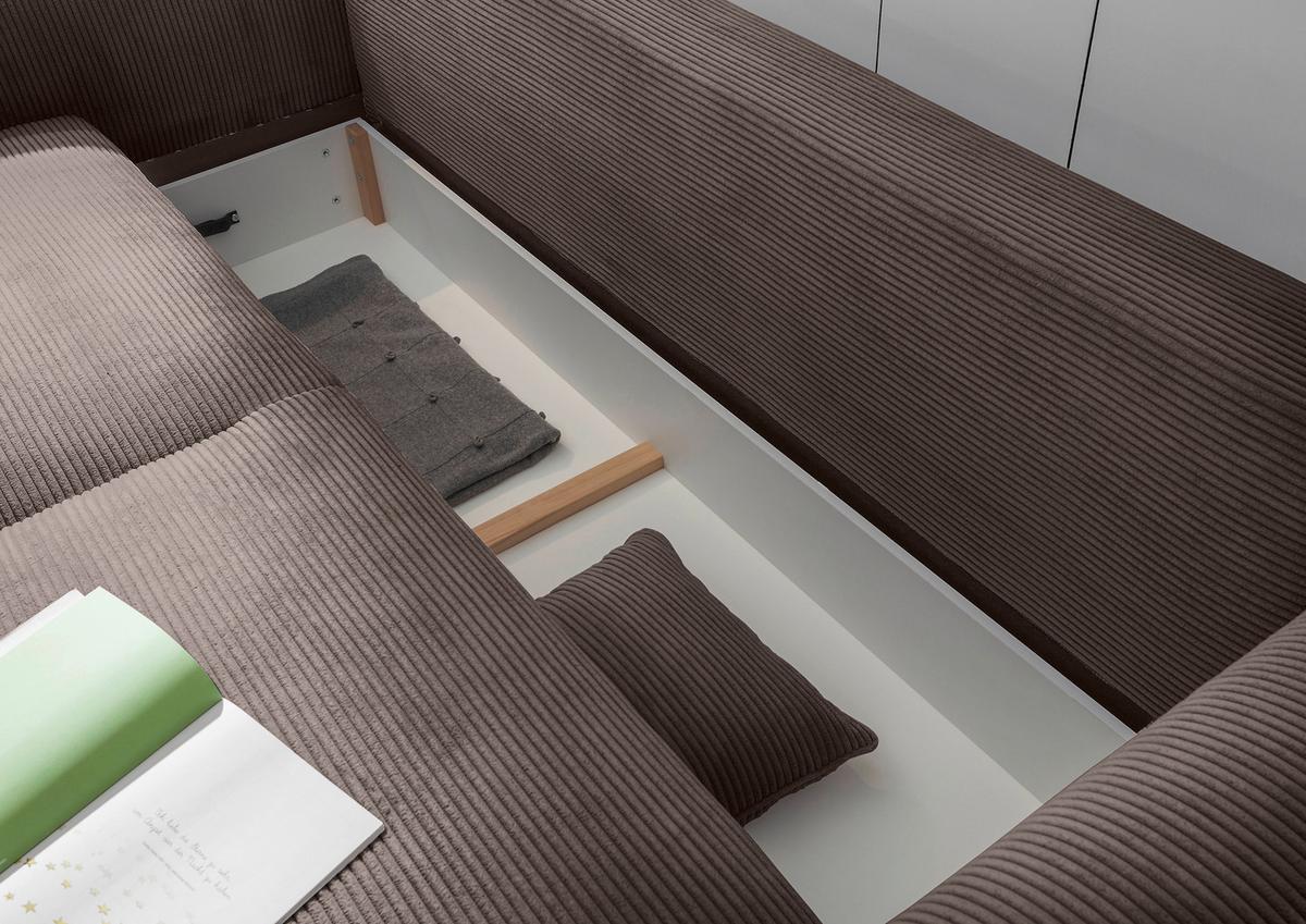 2-Sitzer-Sofa Mit Schlaffunktion Maureen B:250cm - Schwarz/Braun, KONVENTIONELL, Textil (247/95/125cm) - MID.YOU