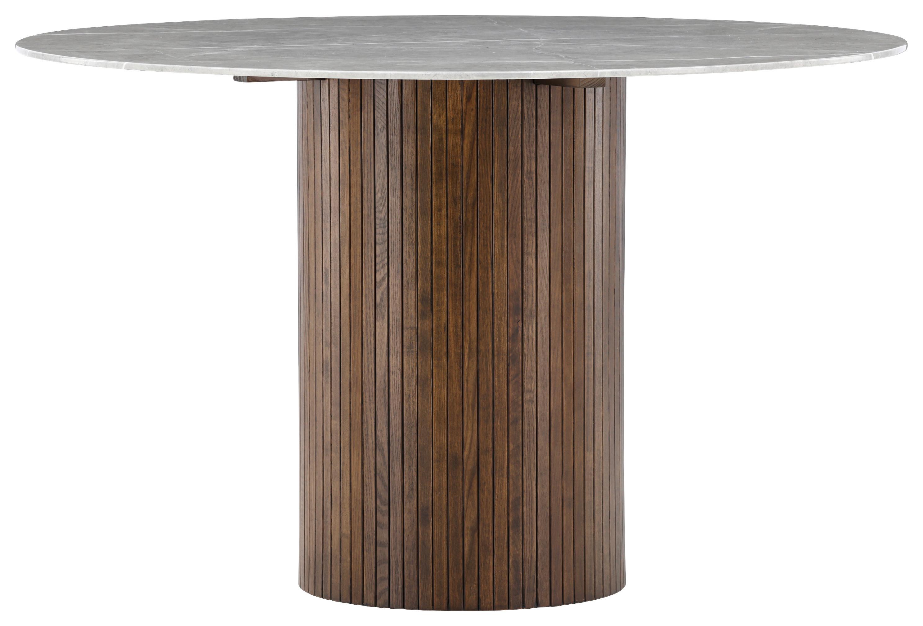 Esstisch Härön - Dunkelgrau/Braun, Design, Glas/Holz (120/120/74cm) - Livetastic