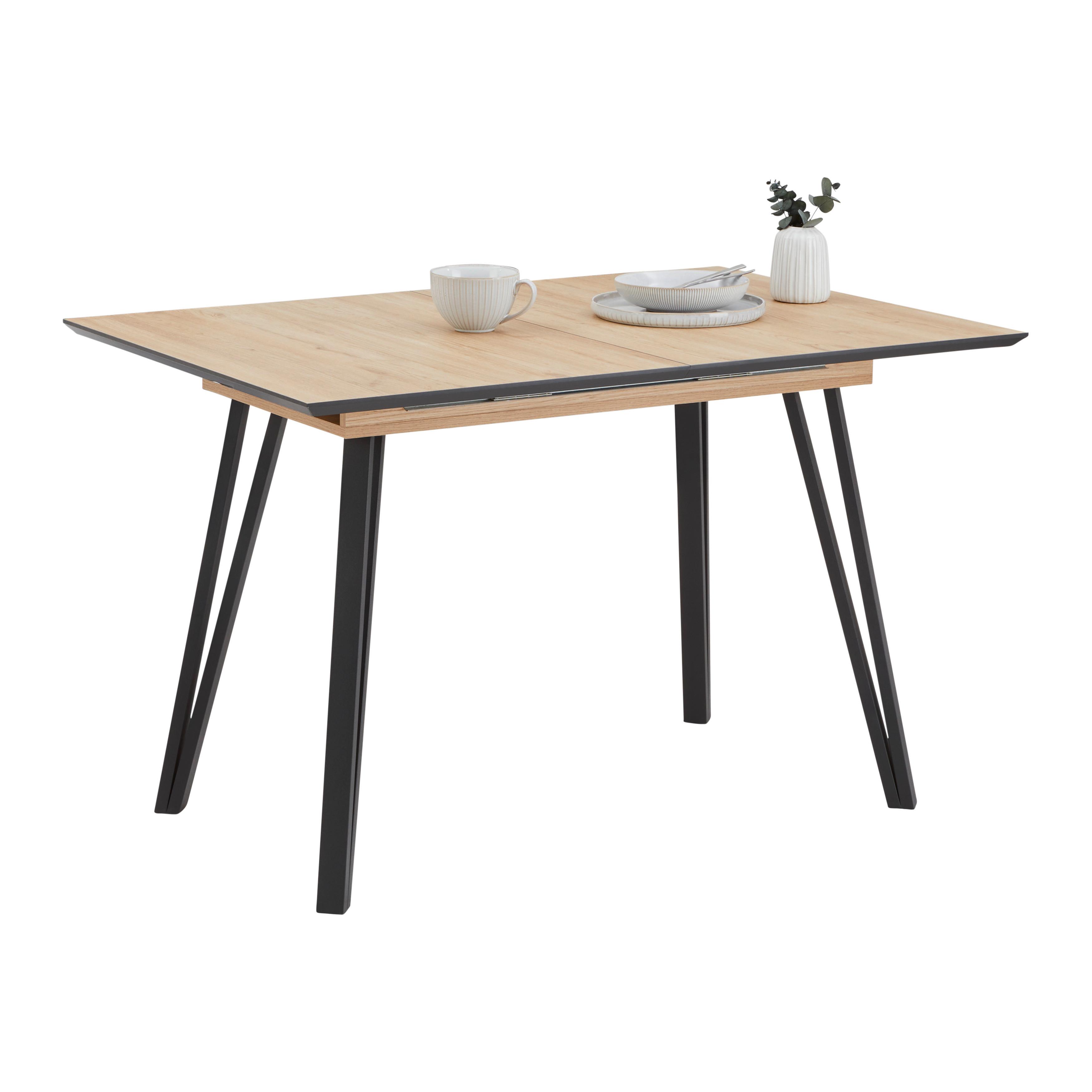 Esstisch ausziehbar Ascona 120-160x75x80 cm Eiche - Schwarz/Eiche Artisan, Trend, Holz/Metall (120-160/75/80cm)