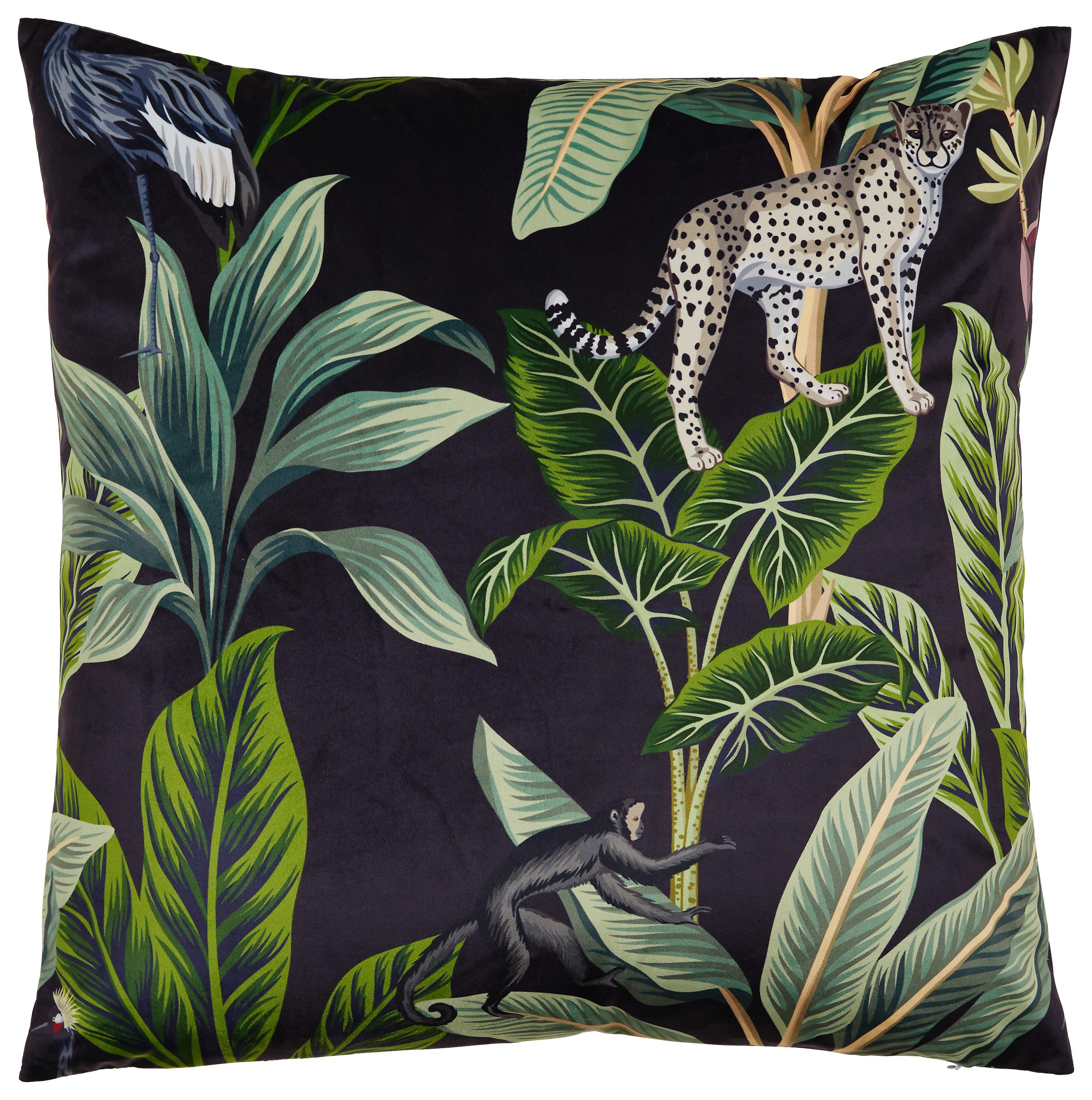 DEKORAČNÍ POLŠTÁŘ Junglelife, 60/60cm, černá - černá, Konvenční, textil (60/60cm) - Modern Living