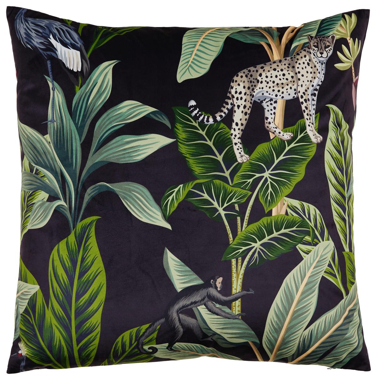 DEKORAČNÝ VANKÚŠ Junglelife, 60/60cm, čierna - čierna, Konventionell, textil (60/60cm) - Modern Living