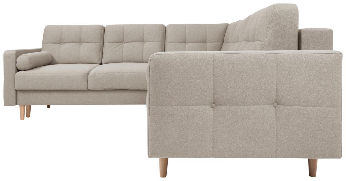 Eckschlafsofa Noret Beige S: 242/242 Cm - Beige/Eiche Wotan, KONVENTIONELL, Textil (242/242cm) - MID.YOU