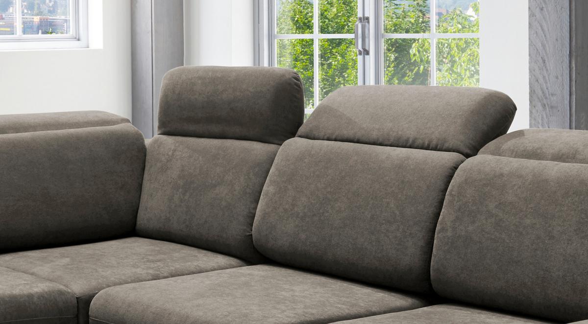 Ecksofa Vasto Dunkelbraun S: 228x283cm - Chromfarben/Dunkelbraun, Design, Textil (228/283cm) - Livetastic