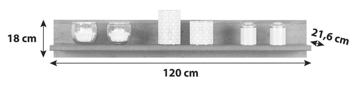 Falipolc Ontario - tölgyfa, Trend, faalapú anyag (120/18/21,6cm) - Ondega