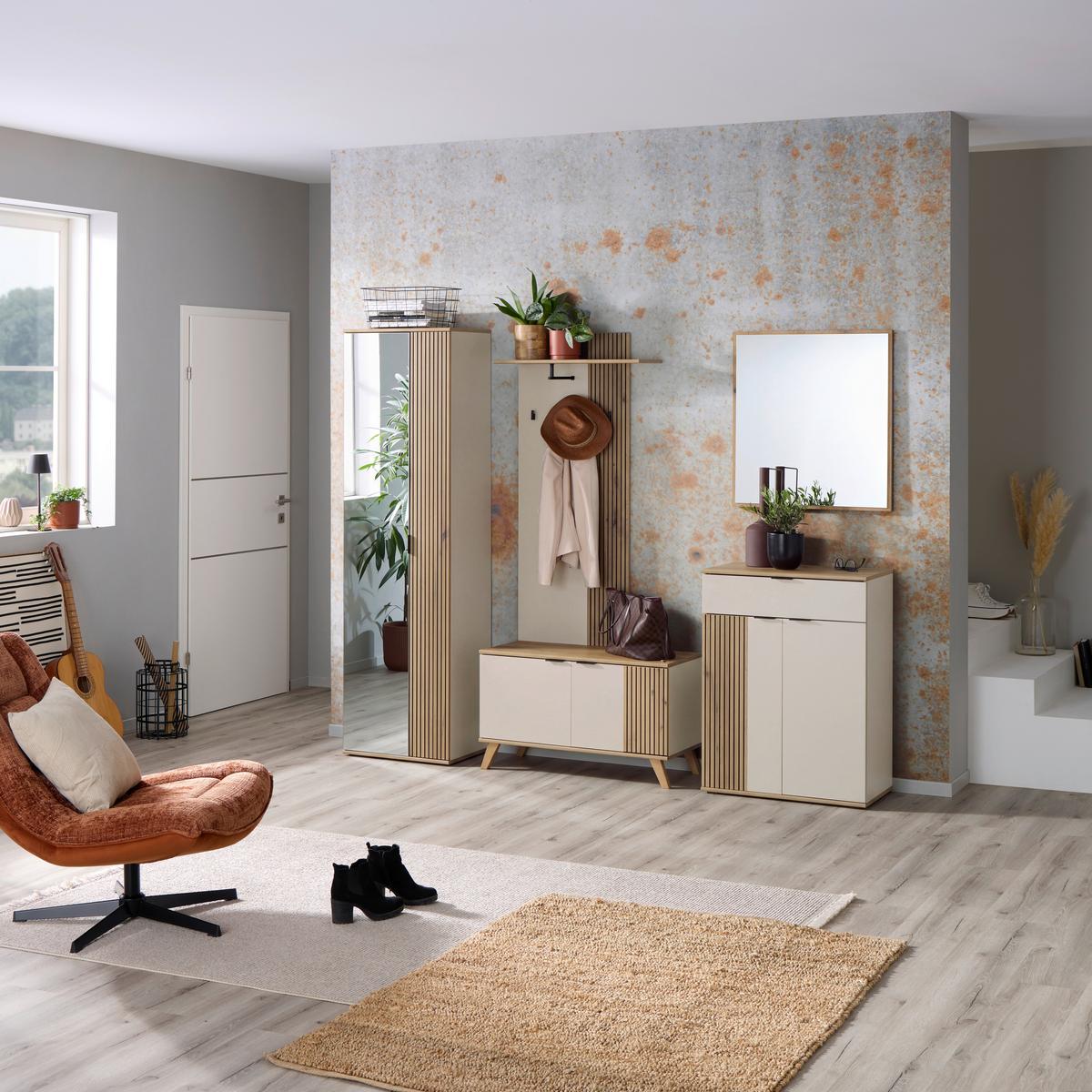 Garderobe Clever Kaschmir /Eichefarben B: 145,5cm - Kaschmir/Eichefarben, MODERN, Holzwerkstoff (145,5/193/38cm)