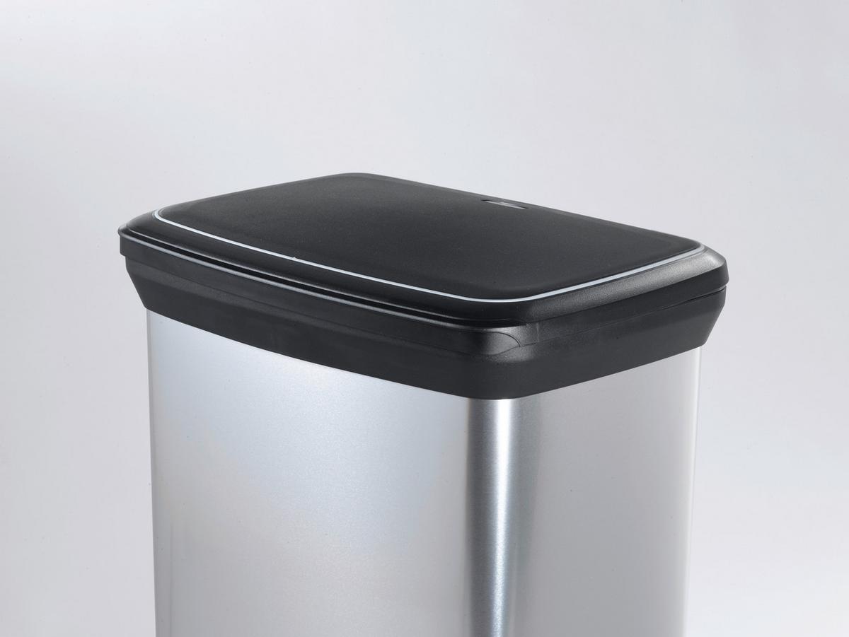 Mülleimer Deco Mit Deckel 50 L Kunststoff Schwarz/silber - Silberfarben/Schwarz, Basics, Kunststoff (36,0/81,1/44,0cm) - Keter