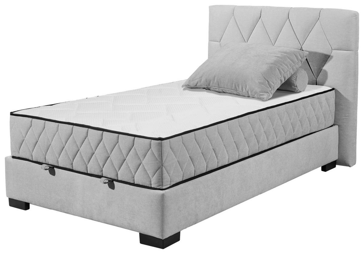Boxbett Mit Bettkasten 120x200 Nagol B - Hellgrau/Schwarz, MODERN, Holzwerkstoff/Textil (120/200cm) - MID.YOU