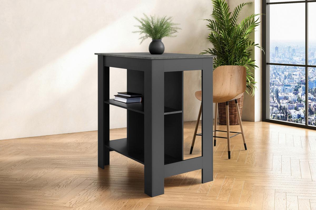 Bartisch Atlanta Anthrazit Dekor, B: 92 Cm - Schieferfarben/Anthrazit, Basics, Holzwerkstoff (92/106/68cm)