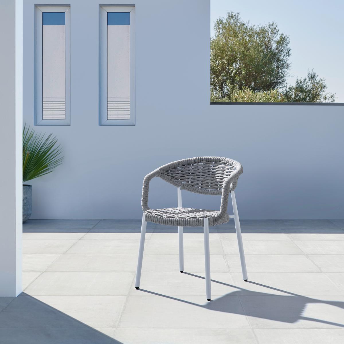Zahradní židle ANTONIA šedá - šedá/bílá, Moderní, kov/textil (58/76/59cm) - Bessagi Garden