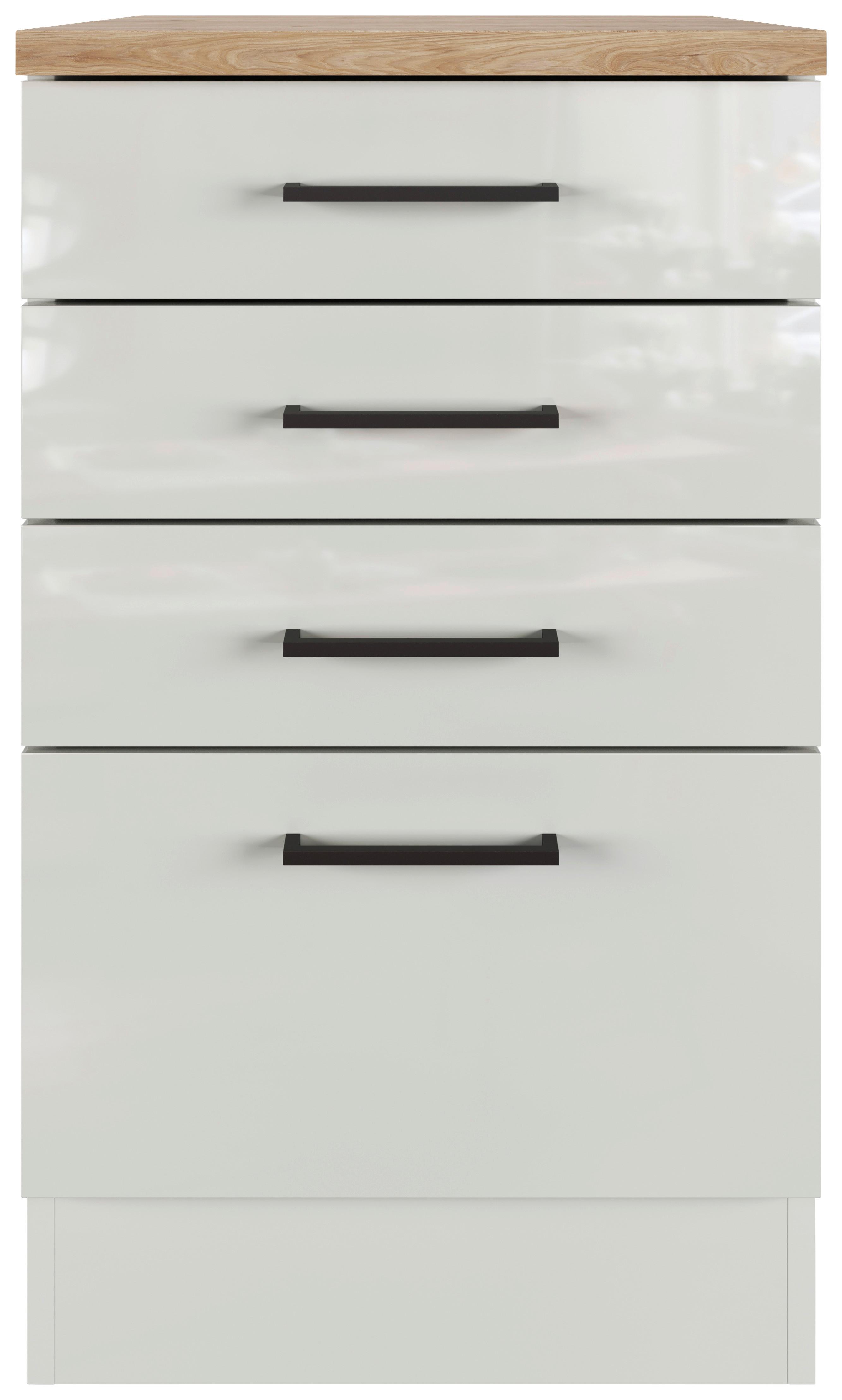 Spodná skrinka so zásuvkami LEVI - čierna/sivá, Modern, kov/kompozitné drevo (50/86/60cm) - FlexWell