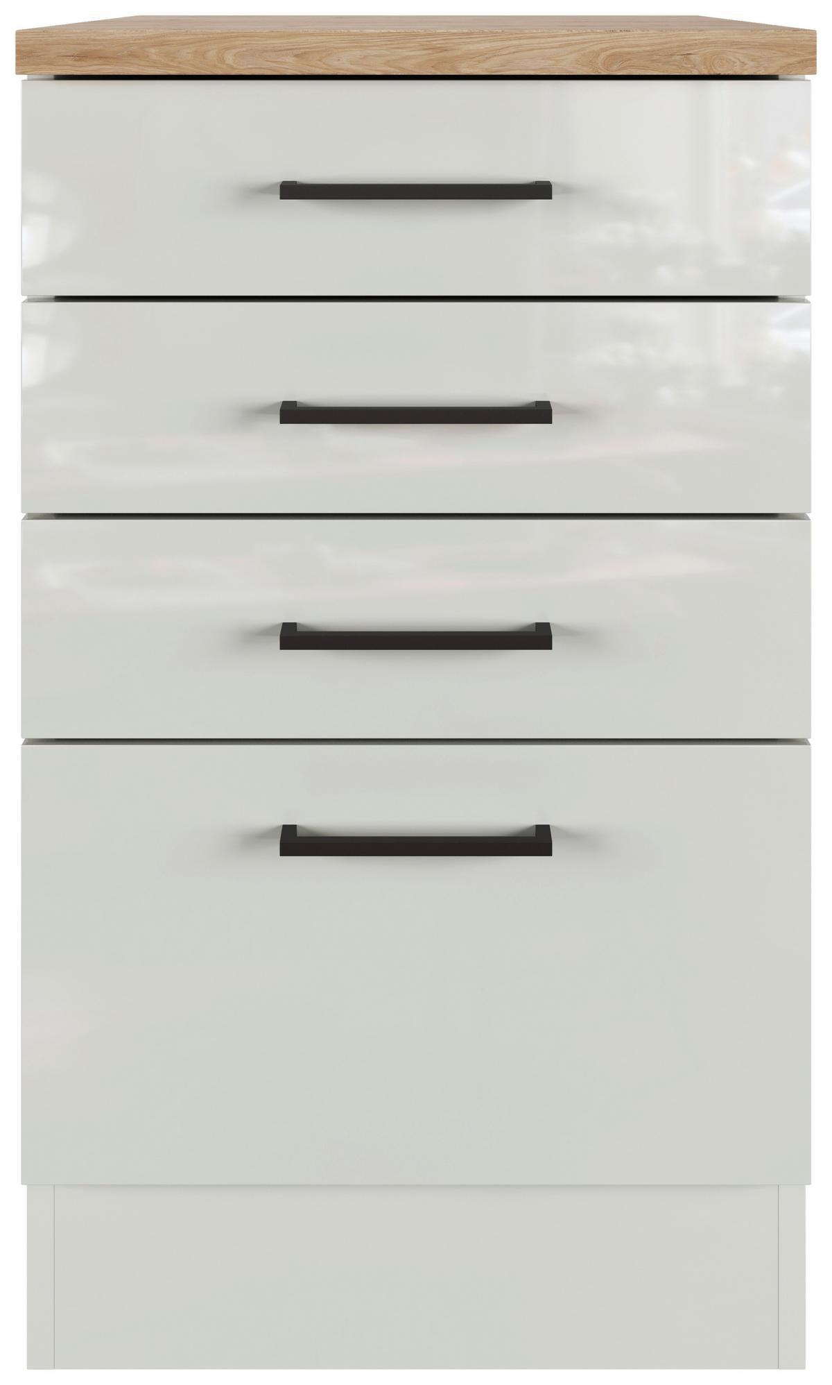 Spodní skříňka se zásuvkami LEVI - šedá/černá, Moderní, kov/kompozitní dřevo (50/86/60cm) - FlexWell