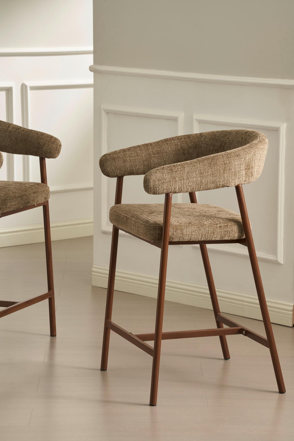 Barhocker Flora Braun/Walnussfarben B: 53 cm - Walnussfarben/Braun, MODERN, Holz/Textil (53/93/55cm) - Livetastic