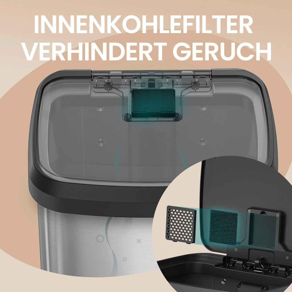 Abfallsammler Silberfarben B: 40,5 cm - Silberfarben/Schwarz, Basics, Kunststoff/Metall (40,5/78/35cm)