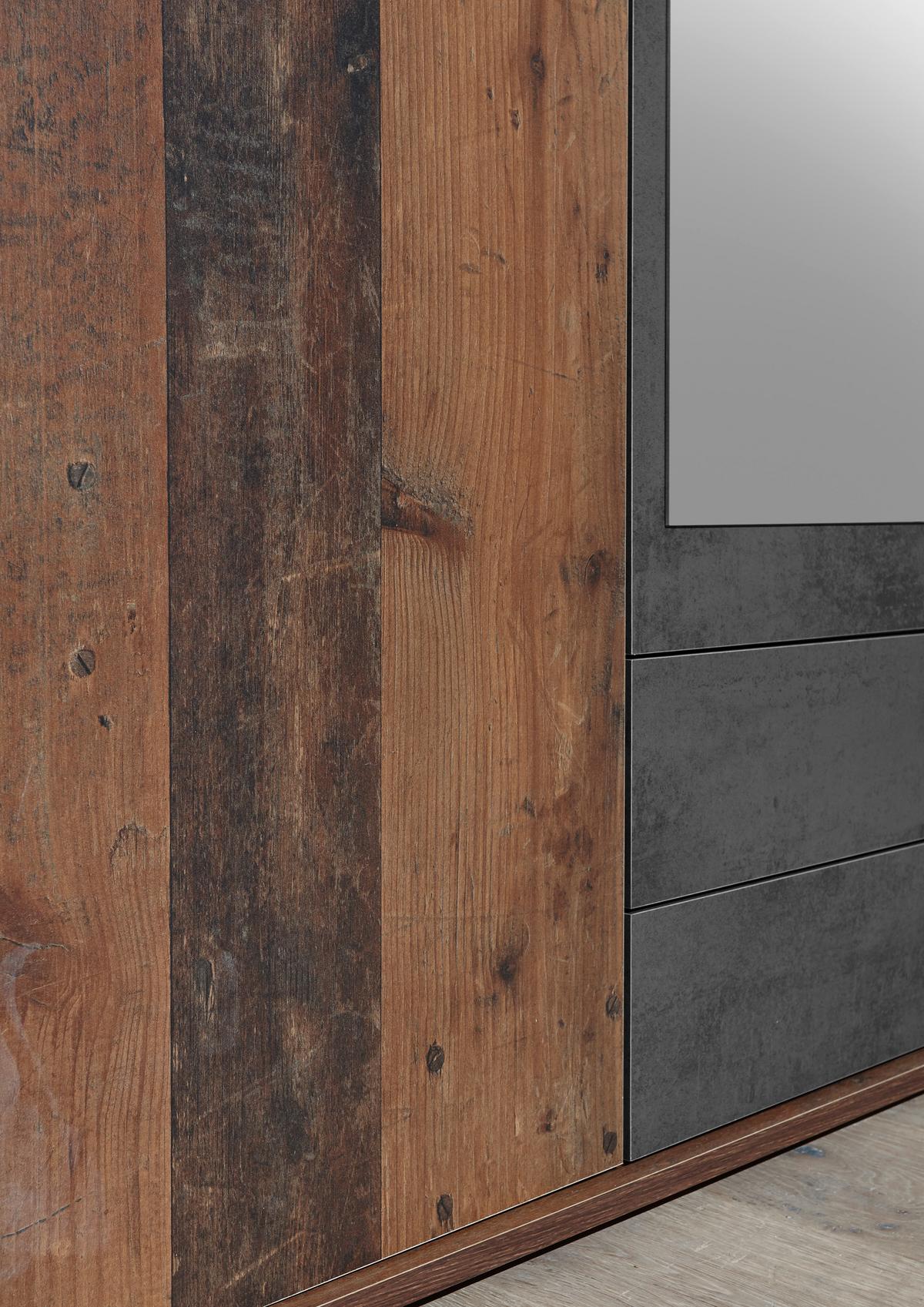 Drehtürenschrank Mit Spiegel B: 120 Cm Chicago - Schieferfarben/Akaziefarben, Basics, Glas/Holzwerkstoff (120/196/53,5cm) - MID.YOU