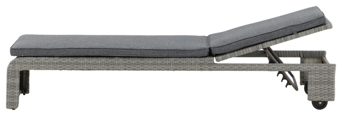 Sonnenliege London Kunststoff verstellbar - Grau, KONVENTIONELL, Kunststoff/Textil (60/32/196cm) - Gardenson