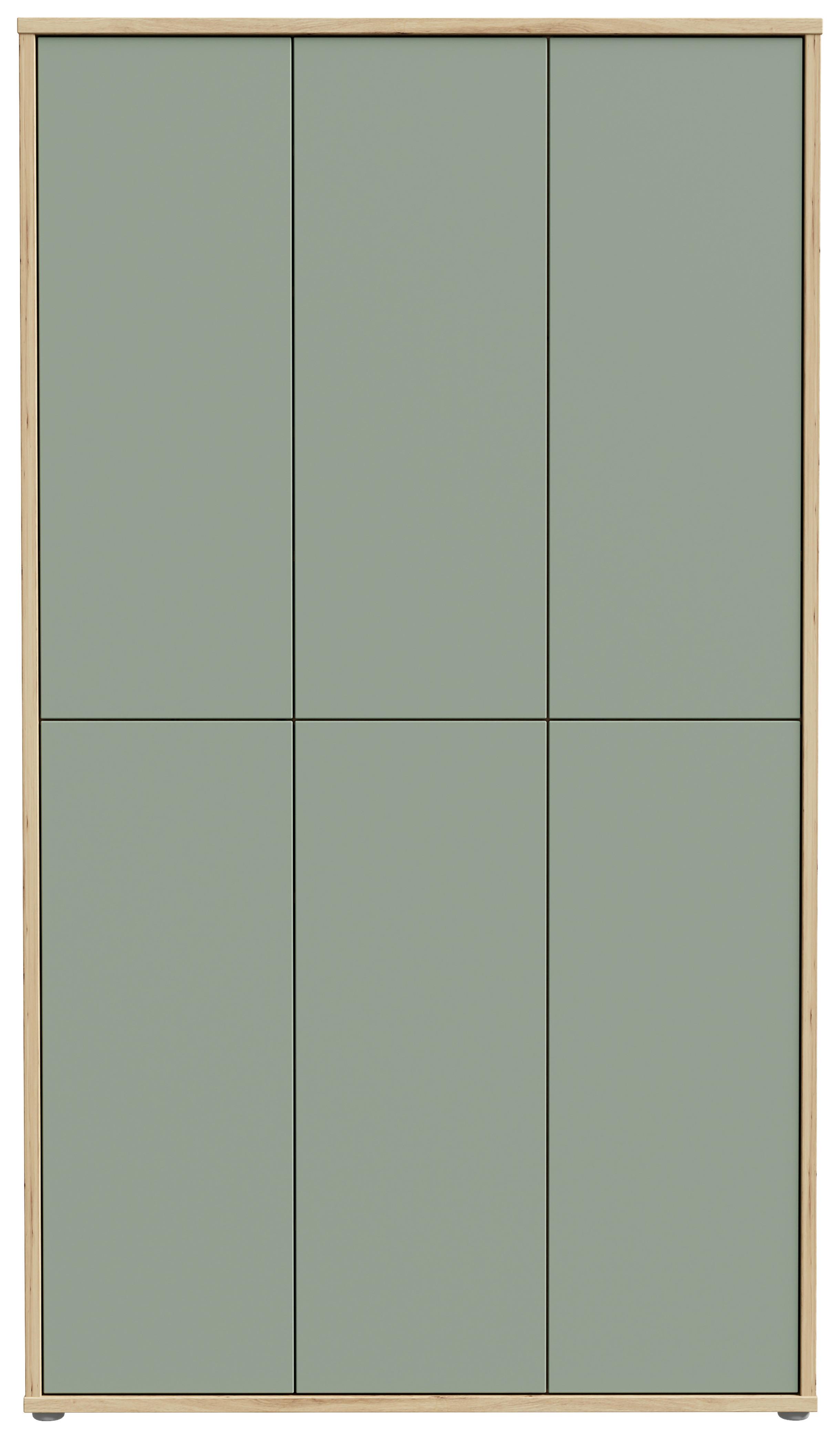 Skriňa na topánky, pastelová zelená/dub artisan - sivá/dub artisan, Modern, kompozitné drevo/plast (109,2/191,9/34,9cm)