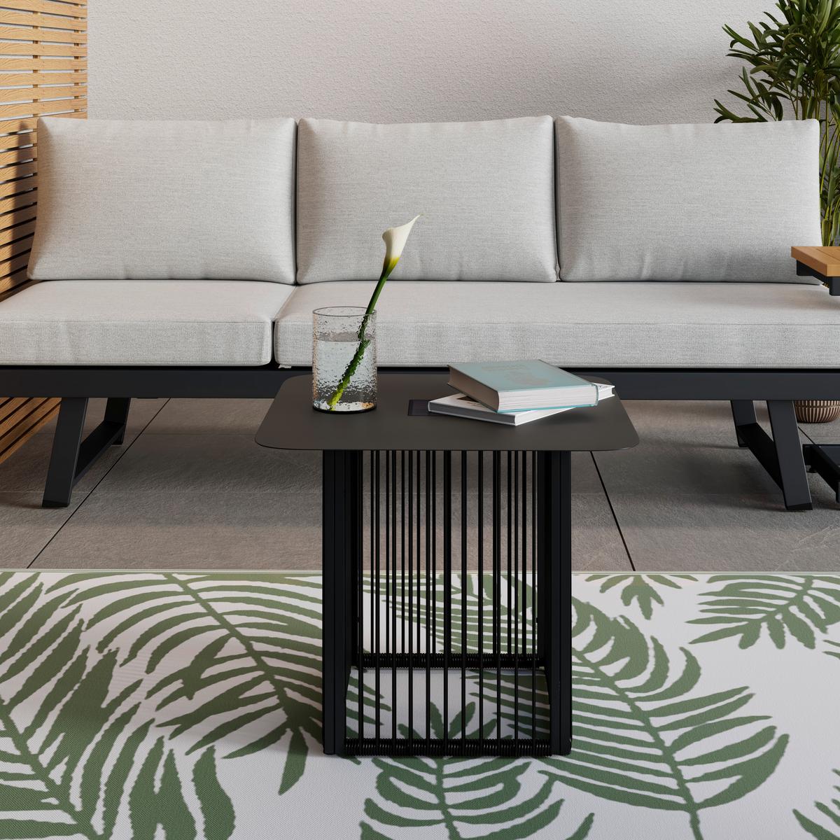 ZÁHRADNÝ PRÍRUČNÝ STOLÍK TRACY - čierna, Modern, kov/plast (55/47/55cm) - Bessagi Garden