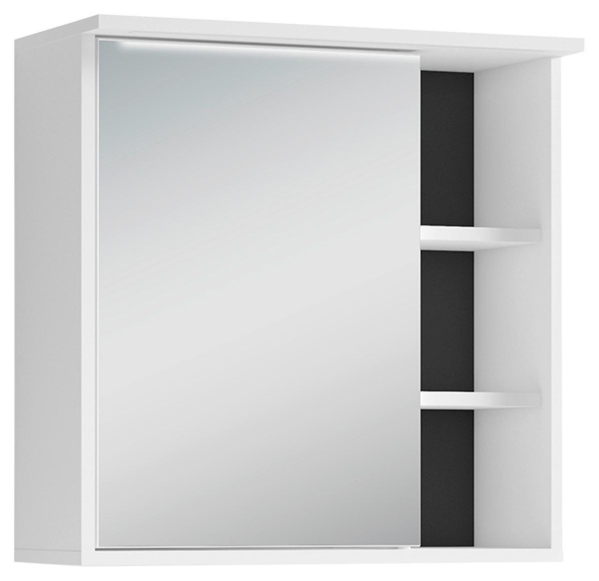 Spiegelschrank Wellness Schwarz/Weiß B: 60 cm - Schwarz/Weiß, MODERN, Glas/Holzwerkstoff (60/61/28cm) - MID.YOU