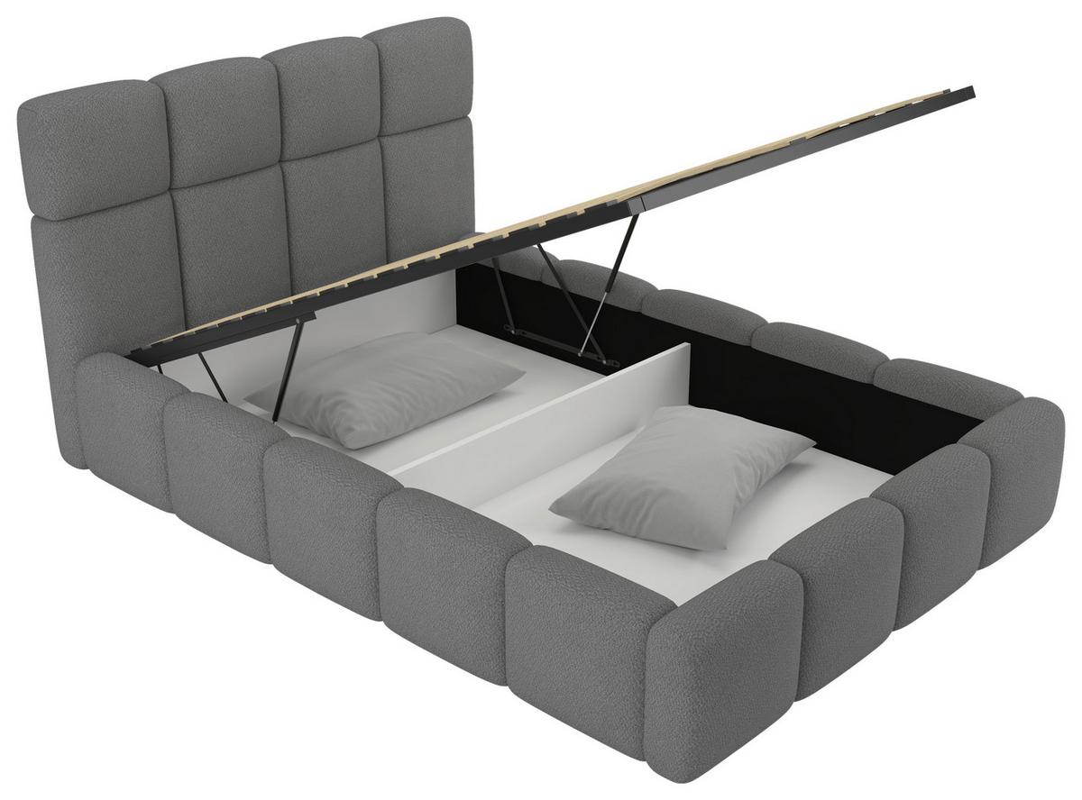 Polsterbett Cloudy M. Matratze Grau, Lf: 140x200 Cm - Grau, Trend, Holz/Holzwerkstoff (140/200cm) - Luca Bessoni
