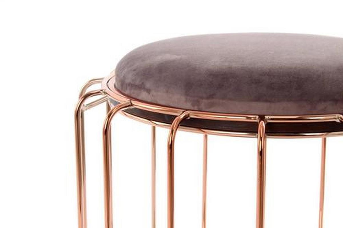 Beistelltisch/Pouf 2 in 1 Comfortable Rosé/Dunkelviolett - Violett/Kupferfarben, Basics, Glas/Holzwerkstoff (50/50/45cm) - Kayoom