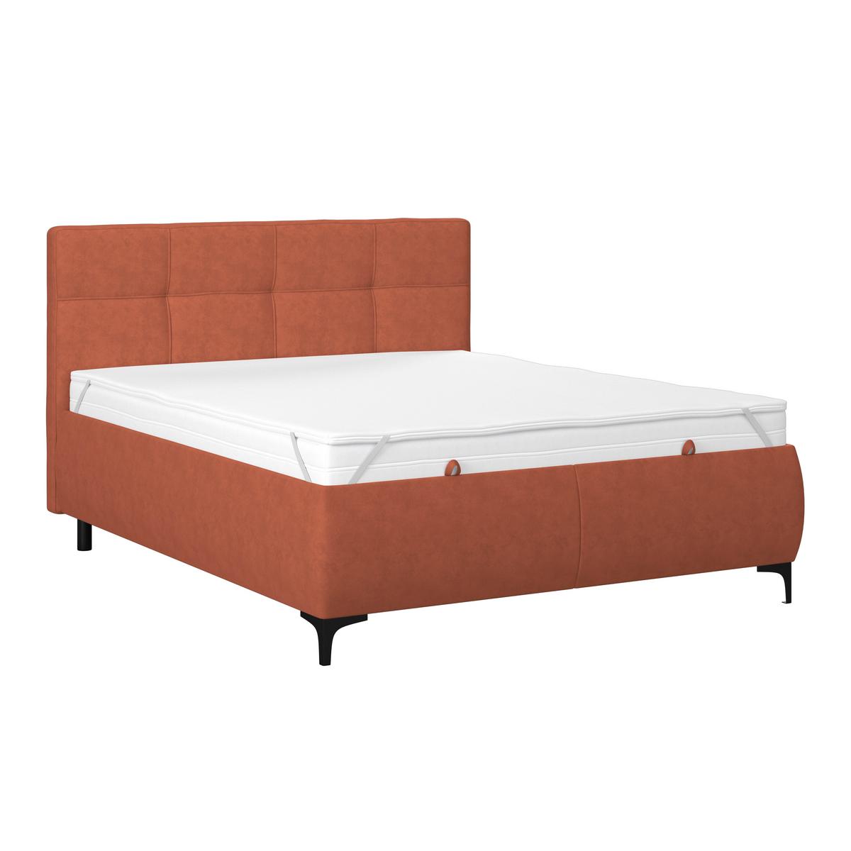 Polsterbett Zeni 140 - Rostfarben/Schwarz, KONVENTIONELL, Holz/Textil (140/200cm)