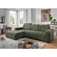 Ecksofa Vicari Dunkelgrün S: 292x185cm - Dunkelgrün/Schwarz, MODERN, Textil (292/185cm) - Livetastic