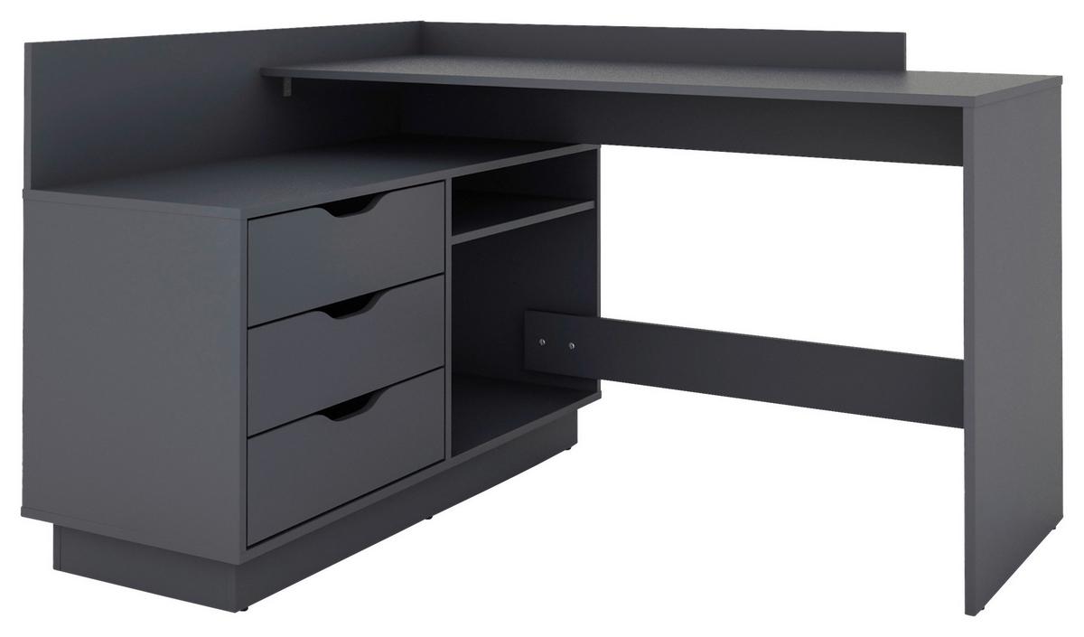 Eckschreibtisch Mit Stauraum B 129 Cm H 83,5 Cm Belfast - Anthrazit, Basics, Holzwerkstoff (129/83,5/105cm) - MID.YOU