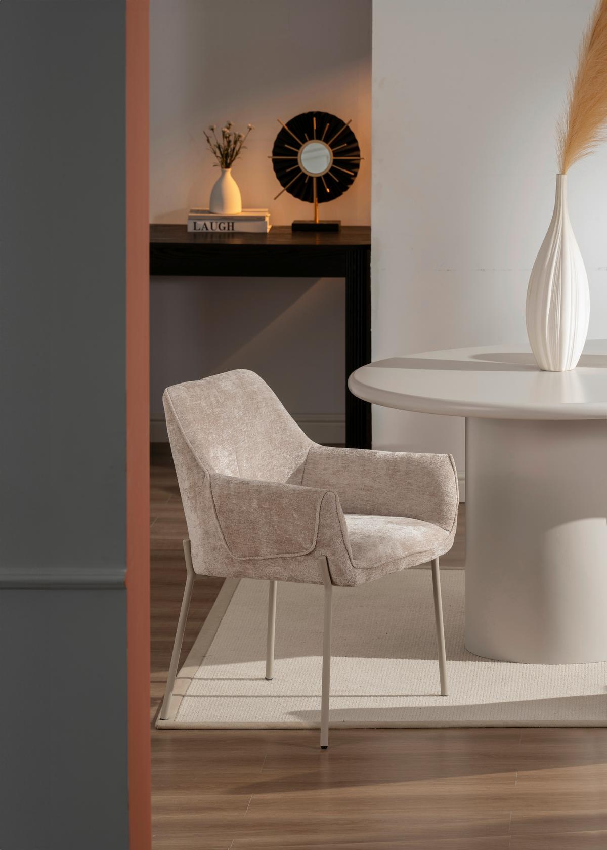 Armlehnstuhl Alea Chenille Beige, B: 62 Cm - Beige, MODERN, Holz/Textil (62/83/62cm) - MID.YOU