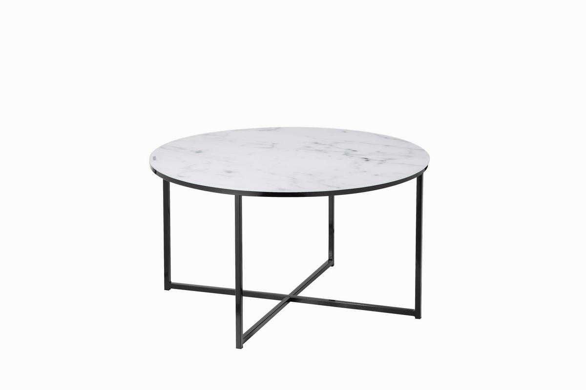 Couchtisch Schwarz/weiß D: 80 Cm - Schwarz/Weiß, Design, Glas/Metall (80/80/45cm) - Livetastic