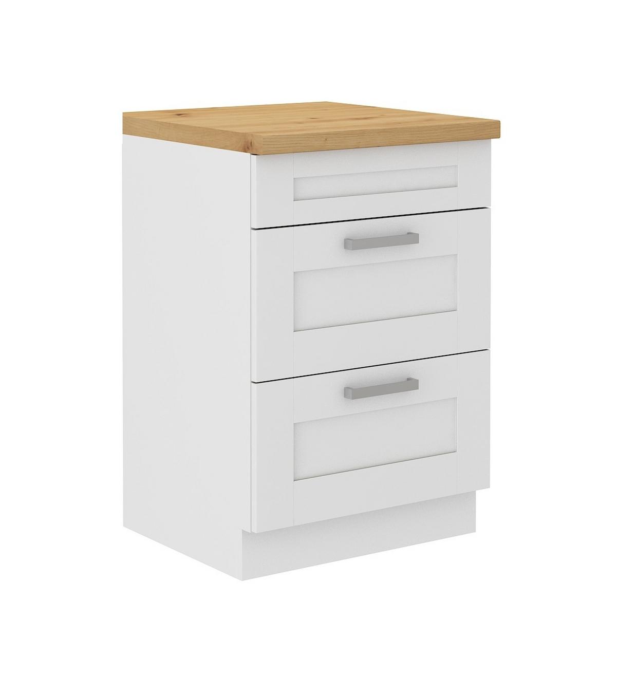 Küchenunterschrank Luisa B: 60 Cm Weiß Mit Laden - Weiß/Eiche Artisan, ROMANTIK / LANDHAUS, Holzwerkstoff (60/86/60cm)