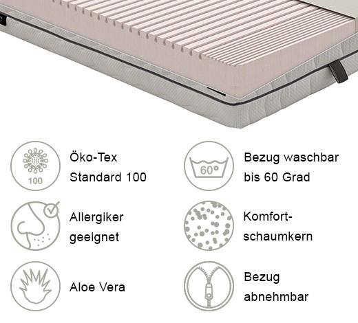 Komfortschaummatratze Royal Comfort 80x200 cm H3 H: 22 cm - Weiß, Basics, Textil (80/200cm) - Yatas