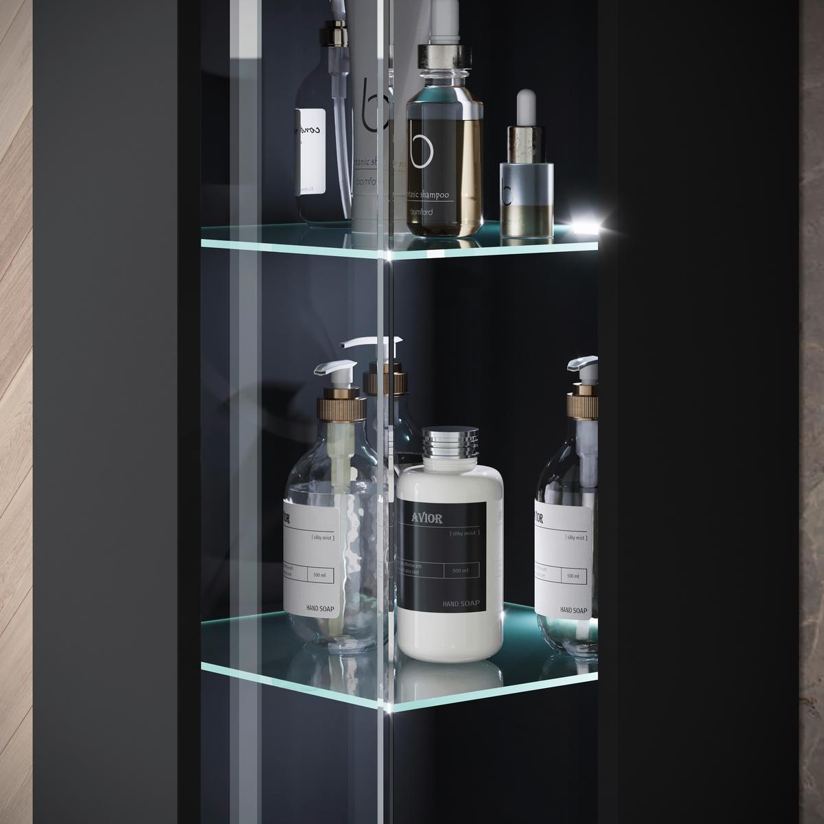 Badezimmer Narobi Schwarz B: 120,4 cm - Schwarz/Weiß, Trend, Glas/Keramik (120,4cm) - P & B