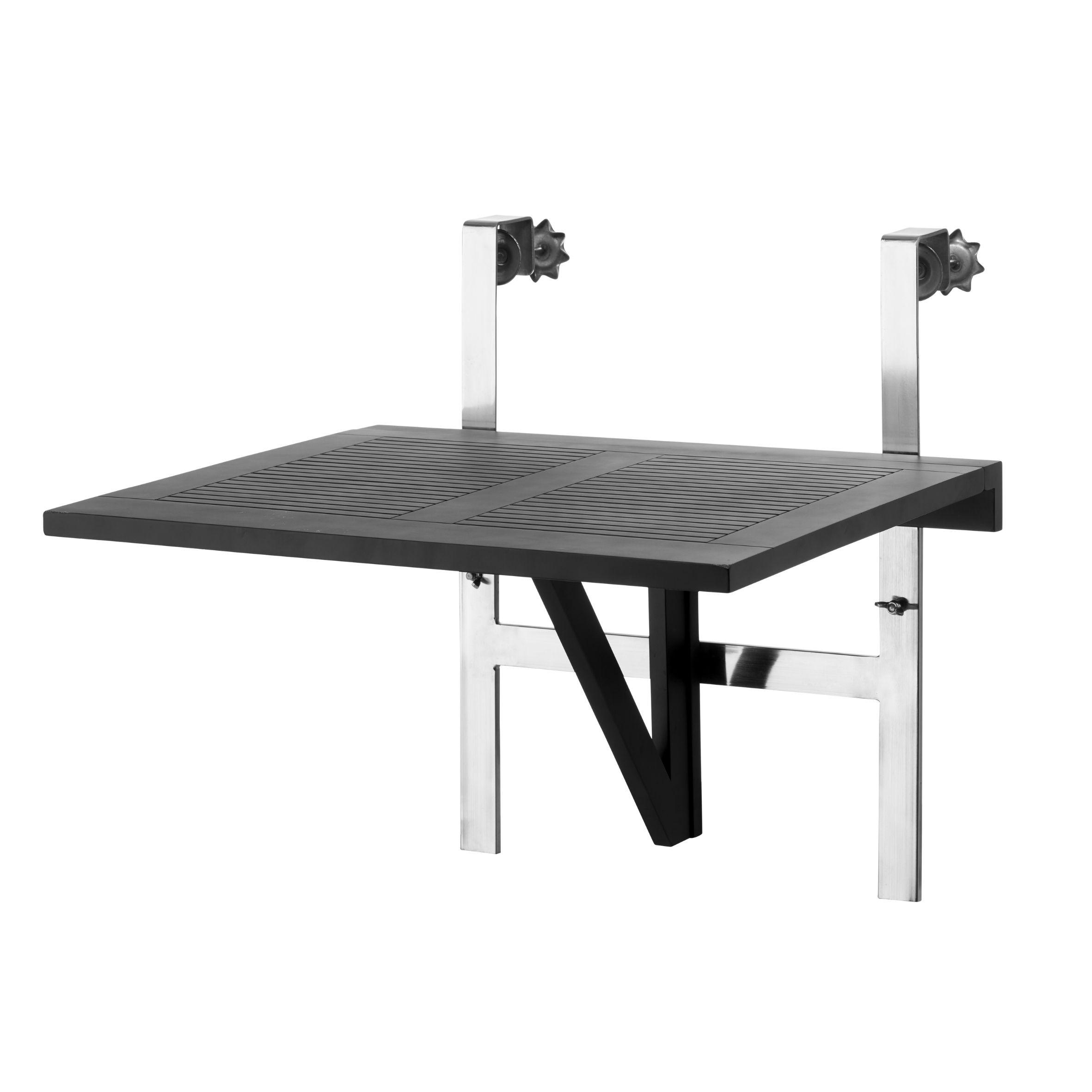 Balkonhängetisch höhenverstellbar Holz L 60 cm - Schwarz, Natur, Holz (60/54/70cm) - Gardenson