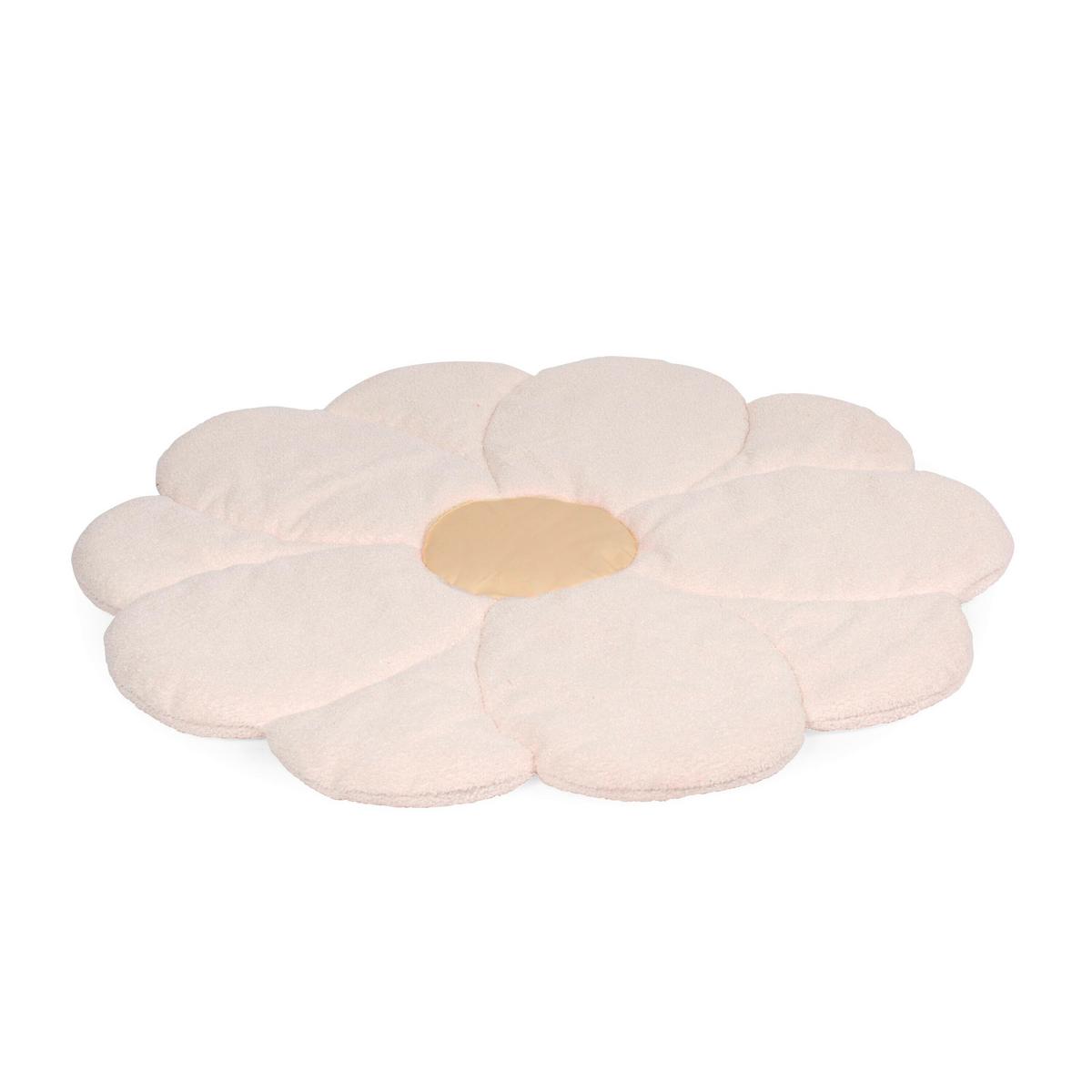 Krabbeldecke Blume, Teddystoff Gelb, Weiß, B: 110 cm - Gelb/Weiß, KONVENTIONELL, Textil (110/110cm) - Childhome