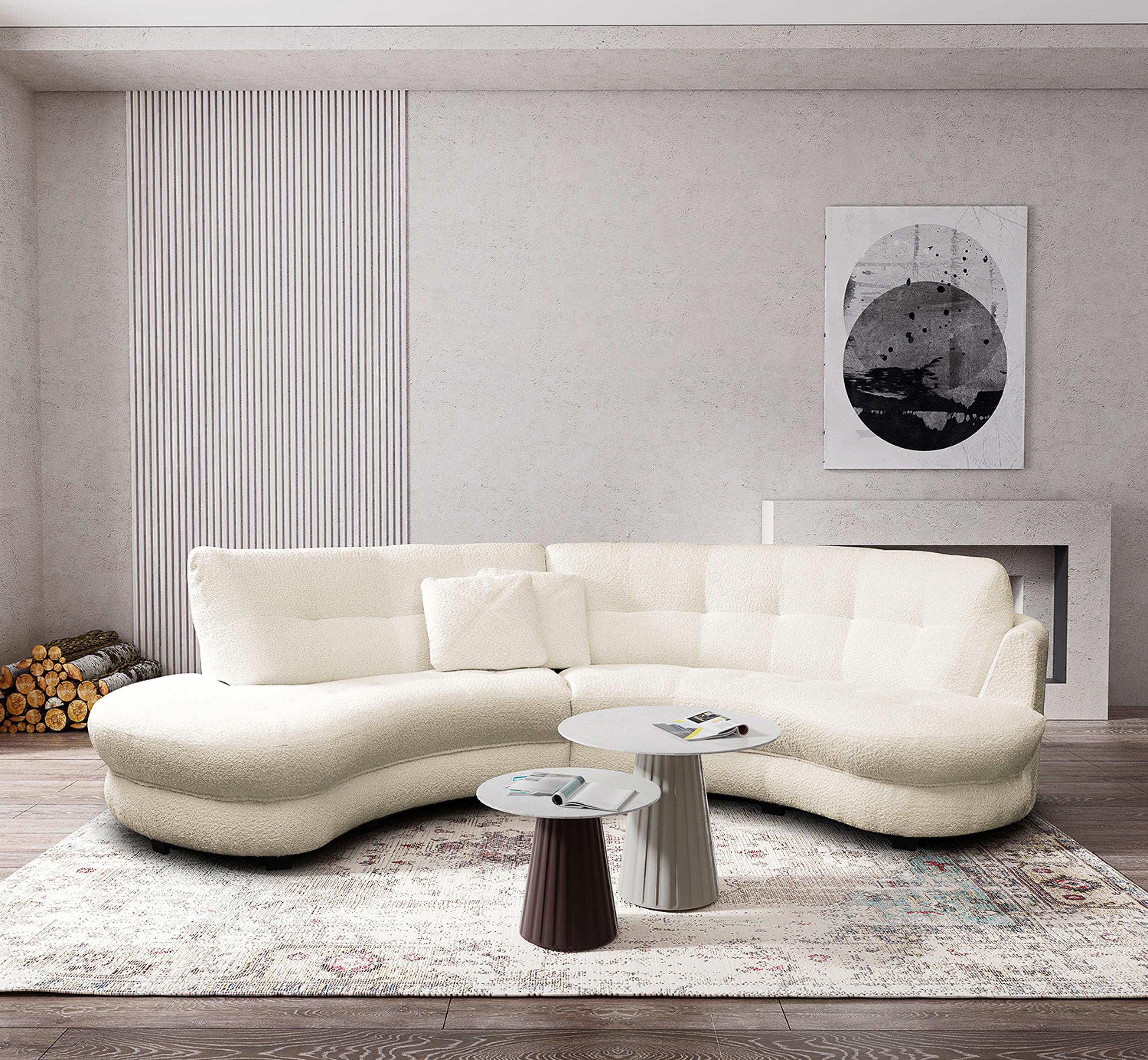 Ecksofa Bretania, Weiß S: 113x300 cm - Schwarz/Weiß, Design, Textil (113/300cm) - Livetastic