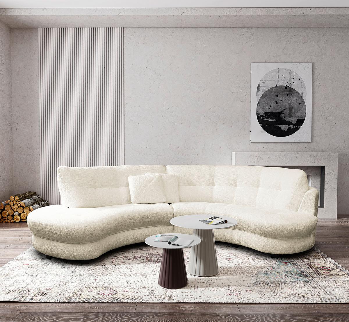 Ecksofa Bretania, Weiß S: 113x300 cm - Schwarz/Weiß, Design, Textil (113/300cm) - Livetastic