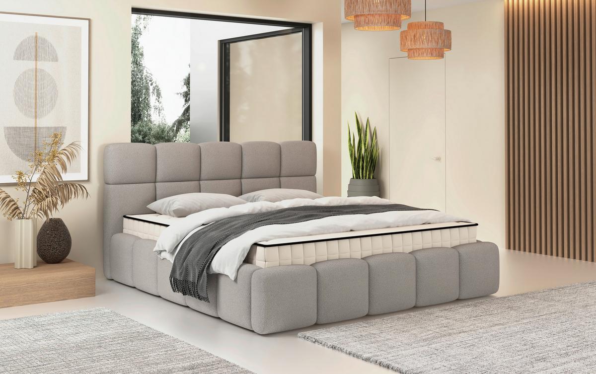 Polsterbett Cloudy mit Matratze Champagner, Lf: 160x200 cm - Champagner, Trend, Holz/Holzwerkstoff (160/200cm) - Luca Bessoni