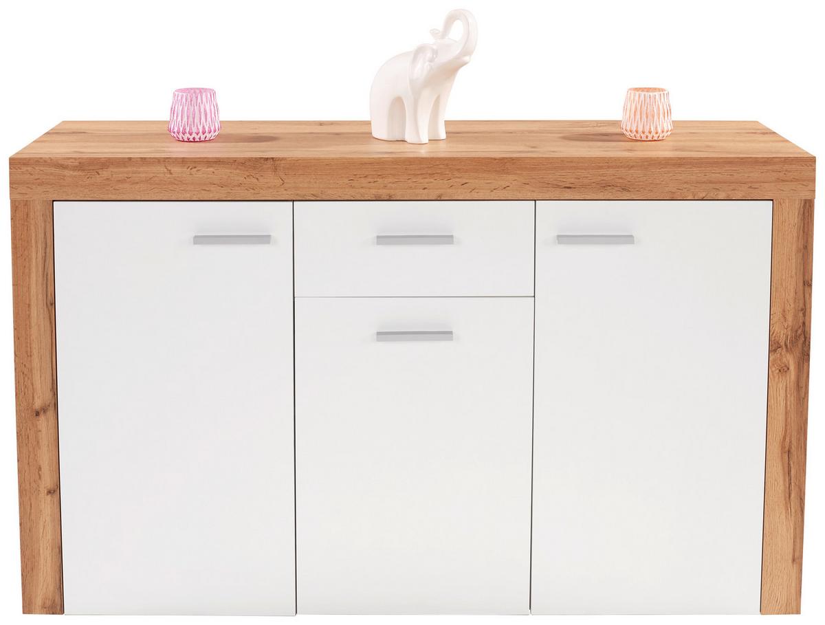 Kommode B 133,9cm Focus Wotan Eiche Dekor/weiß - Eichefarben/Schwarz, MODERN, Holzwerkstoff (133,9/79/39cm)