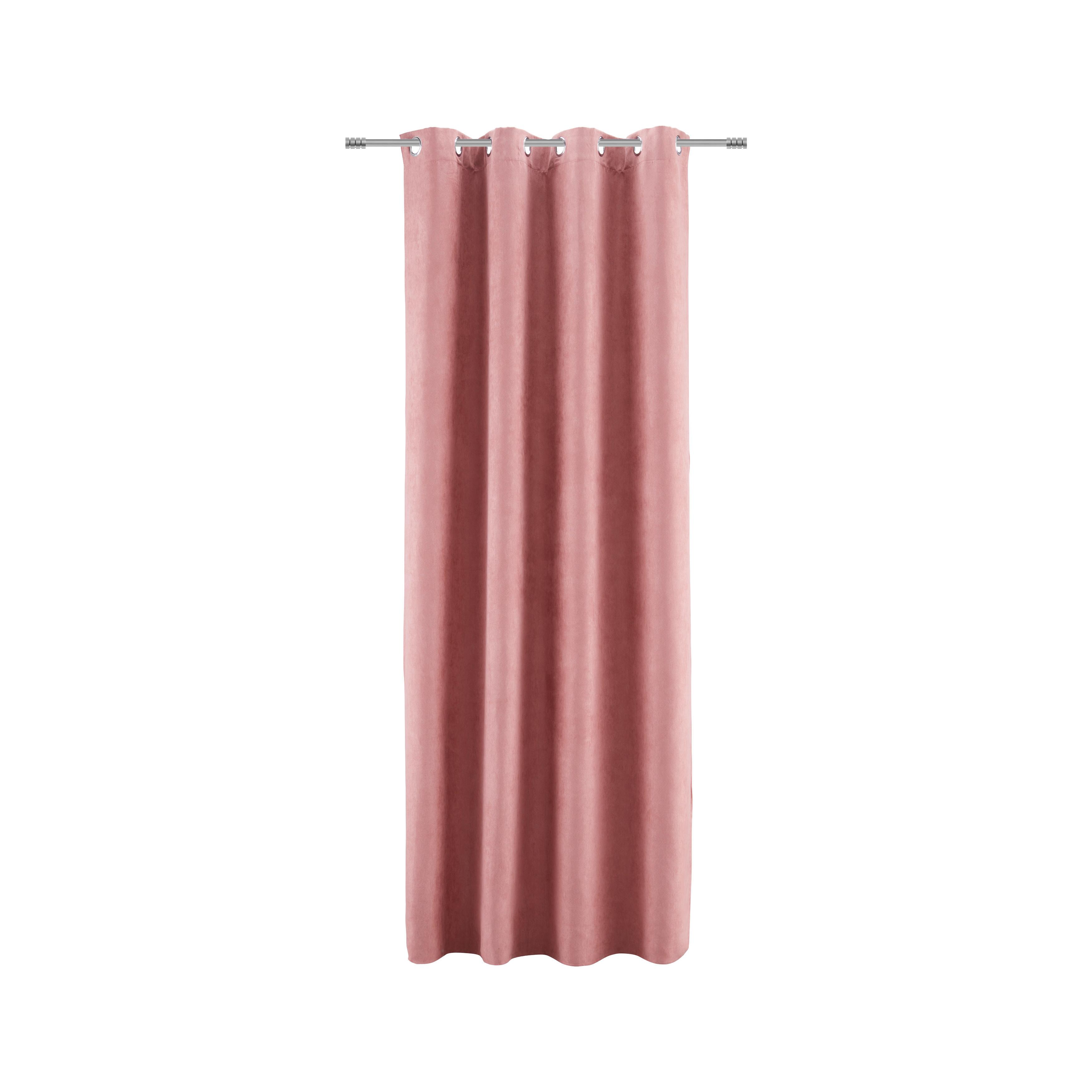 Záves S Krúžkami Velours, 140/245cm, Ružová - ružová, Konvenčný, textil (140/245cm) - Modern Living