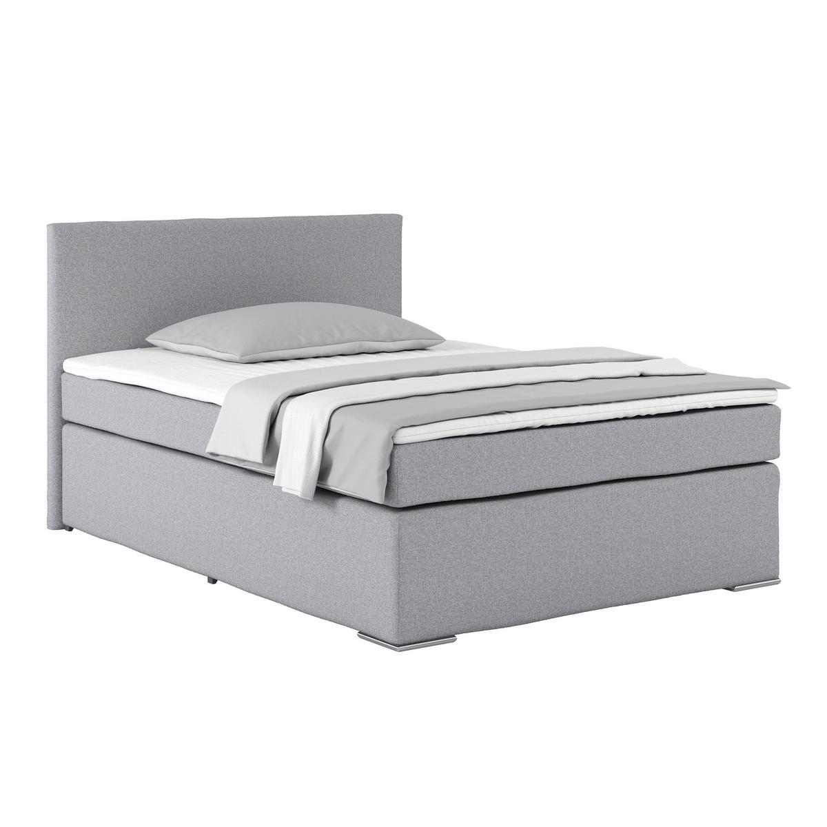 Postel Boxspring NERO PL: 140/200 cm, šedá/černá - světle šedá/barvy chromu, Konvenční, kov/textil (140/200cm)