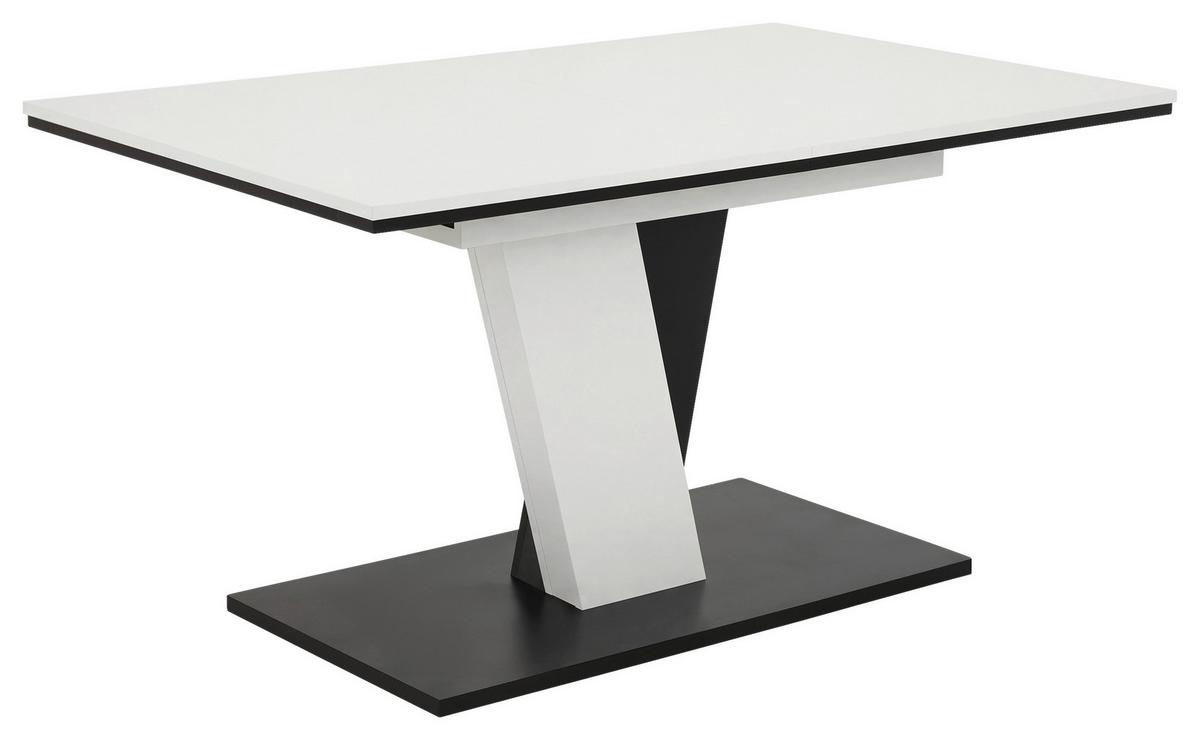 Esstisch Lucy T weiß, B: 140-180cm - Schwarz/Weiß, KONVENTIONELL, Holzwerkstoff (140-180/90/76cm) - Boxxx