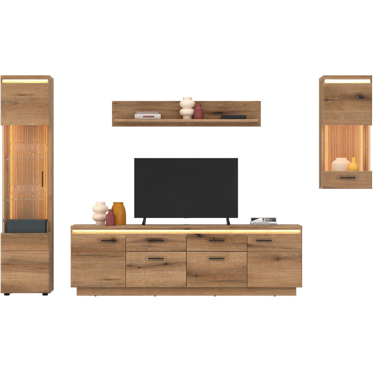 WANDREGAL Molina Eiche Dekor B: 140cm - Eichefarben, Basics, Holzwerkstoff (140/24/23,6cm)
