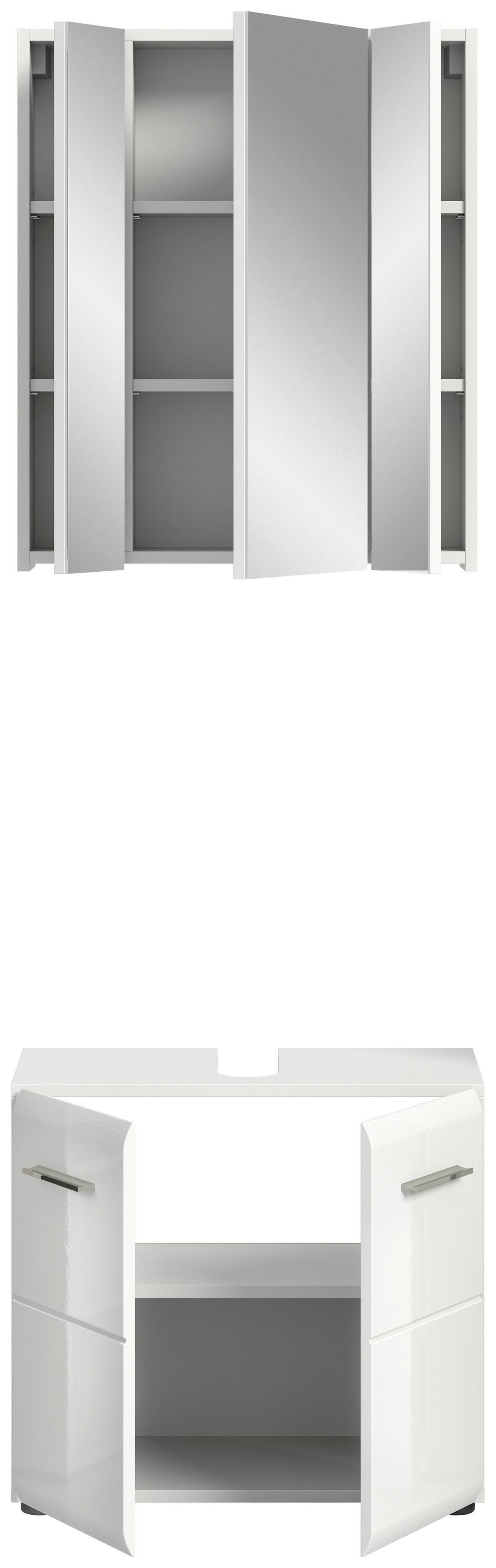 Badezimmer Ice Weiß Hg B: 60 Cm - Weiß Hochglanz/Schwarz, MODERN, Glas/Holzwerkstoff (60cm) - MID.YOU