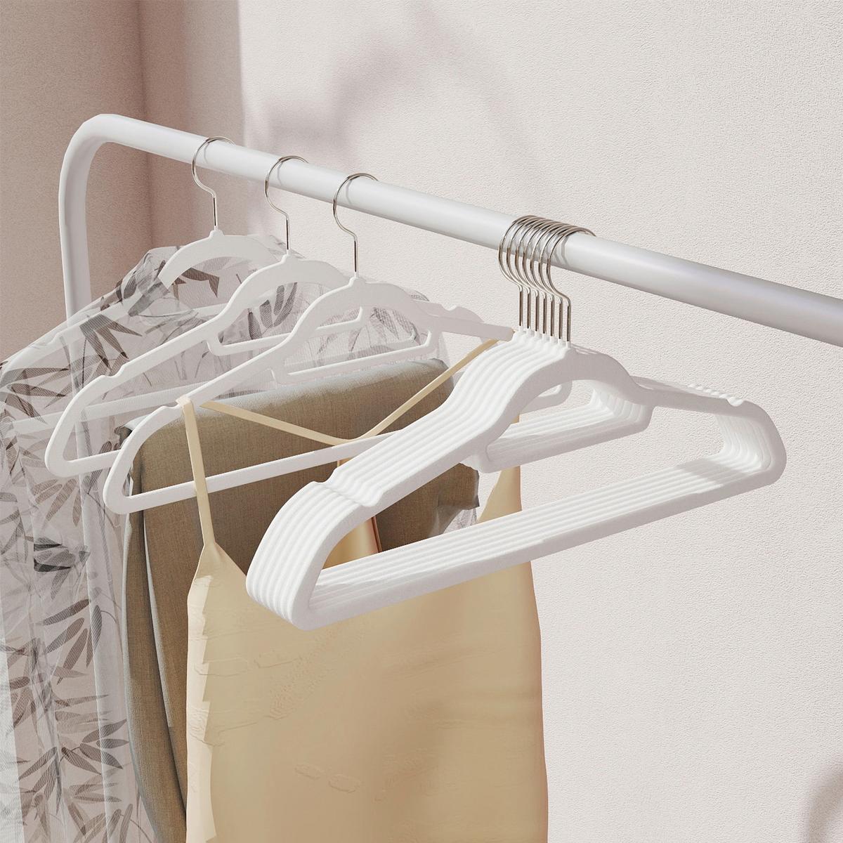 Kleiderbügelset Kleiderbügelset, Weiß B:42,7cm - Weiß, Basics, Kunststoff/Textil (42,7cm)