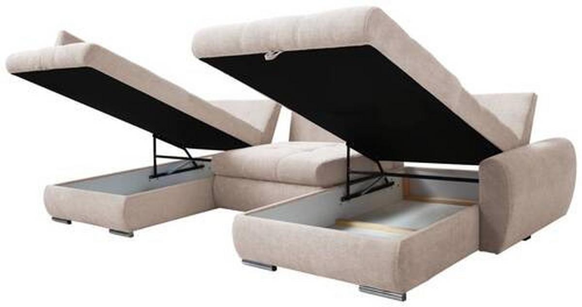 Ecksofa Canion - Chromfarben/Beige, Design, Textil (173/322/174cm) - Livetastic