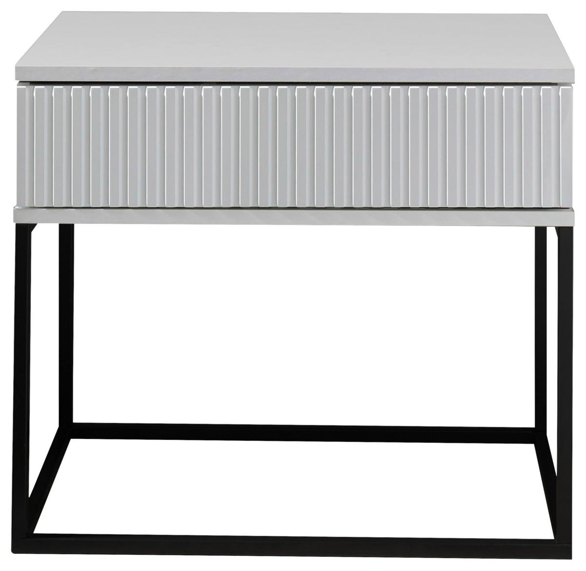 Noční stolek MARLE bílá - bílá/černá, Moderní, kov/kompozitní dřevo (60/52/38,5cm) - Hom`in